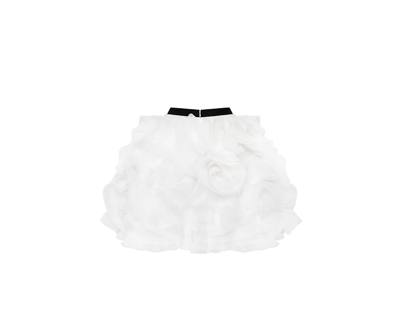 Milla Women's Danceable mini skirt with ruched flower appliques