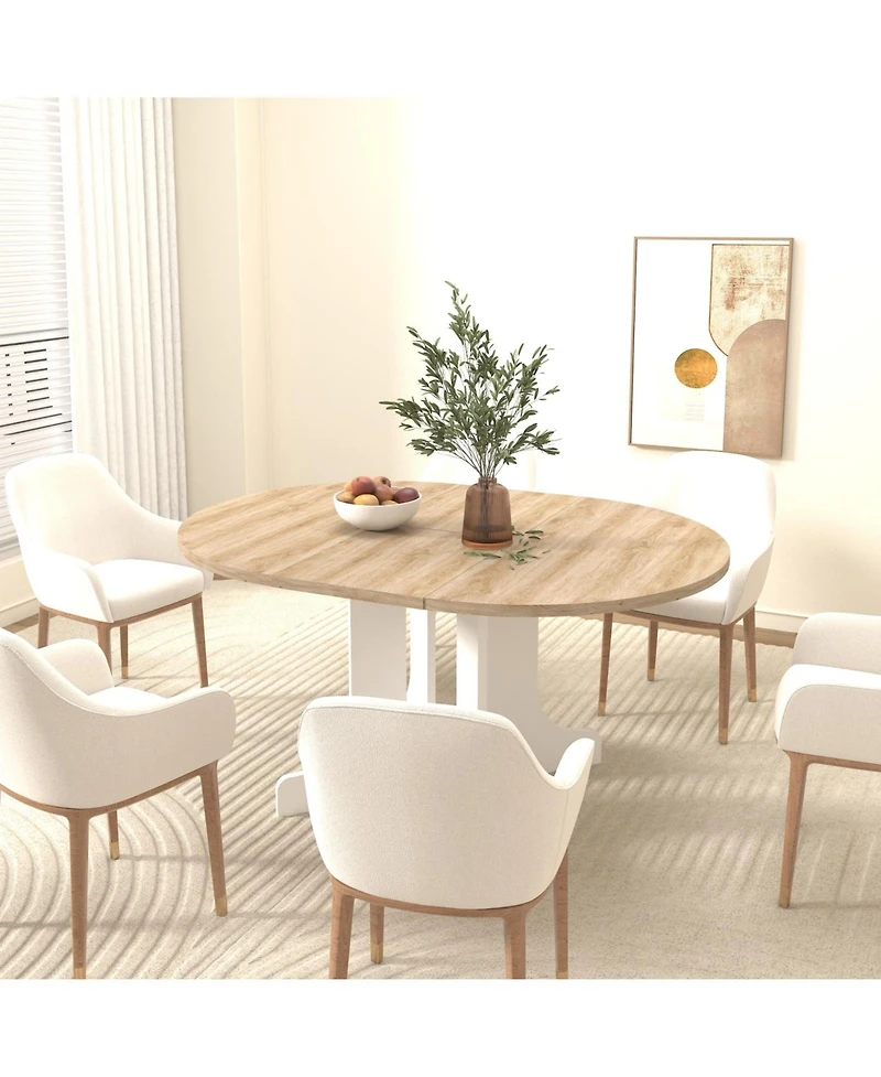 Streamdale Farmhouse Expandable Dining Table, 59", White
