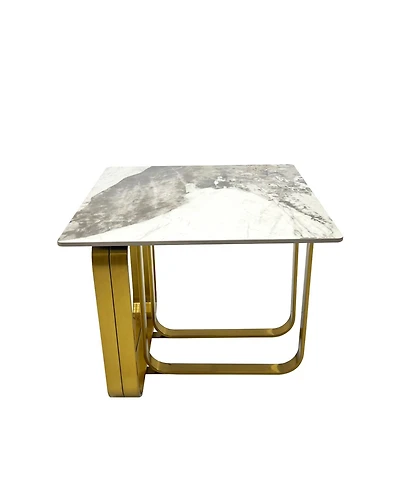 Streamdale Furniture Streamdale Rectangular End Table with Sintered Stone Top, Metal Frame for Living Room