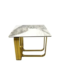 Streamdale Furniture Streamdale Rectangular End Table with Sintered Stone Top, Metal Frame for Living Room
