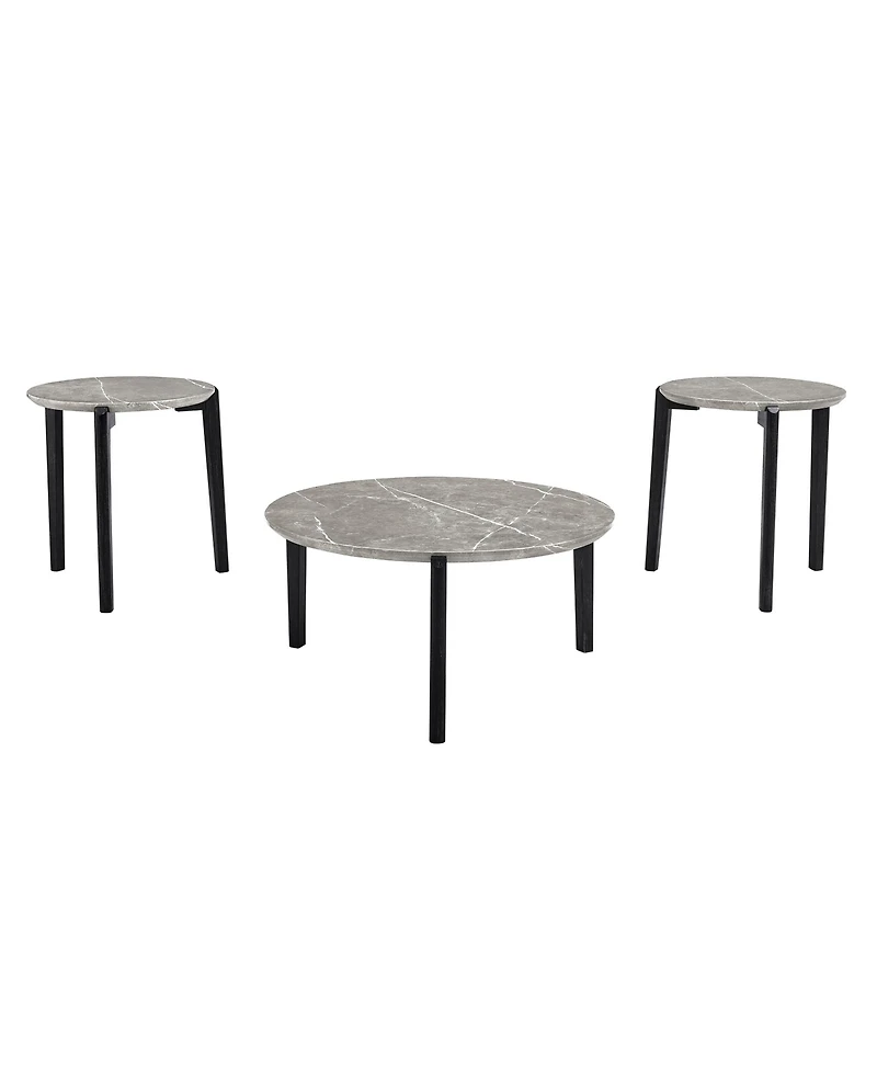 Streamdale Modern Round Coffee Table with Imitation Marble Top