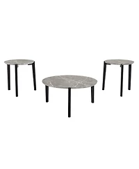 Streamdale Modern Round Coffee Table with Imitation Marble Top