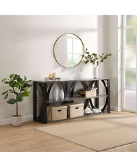 Streamdale Industrial Console Table, 70.87" Entryway Table with Storage, Black
