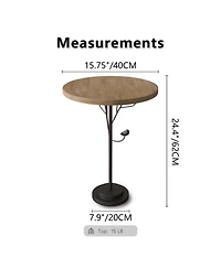 Streamdale Modern Round Side Table for Small Spaces, Metal Leg, Natural