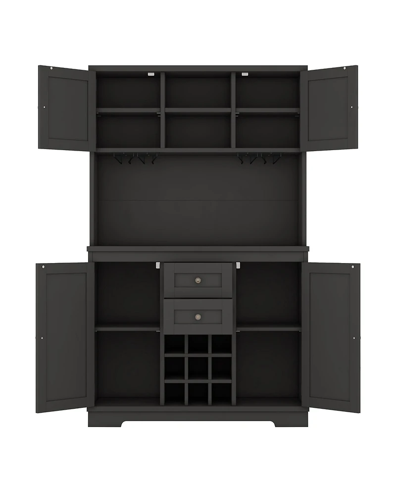 Streamdale Black Farmhouse Coffee/Wine Bar Cabinet with Storage