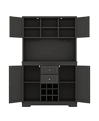 Streamdale Black Farmhouse Coffee/Wine Bar Cabinet with Storage