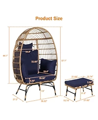 Streamdale Oversized Wicker Egg Chair with Ottoman