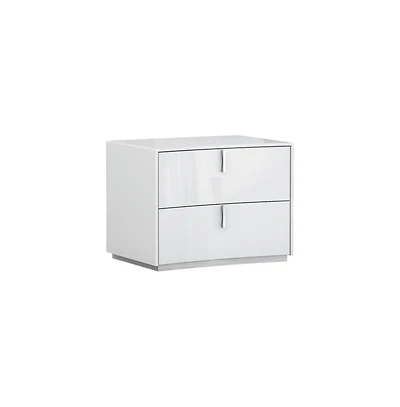 Contemporary Two-Drawer Nightstand – Manufactured Wood Design for Bedroom Storage