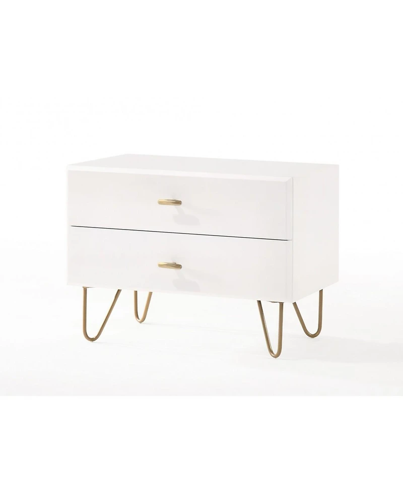 Contemporary Nightstand with Two Drawers for Bedroom Storage and Bedside Use