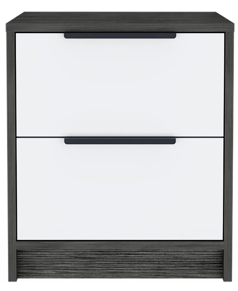 Stylish Smokey Two Drawer Nightstand for Bedroom or Living Room Storage