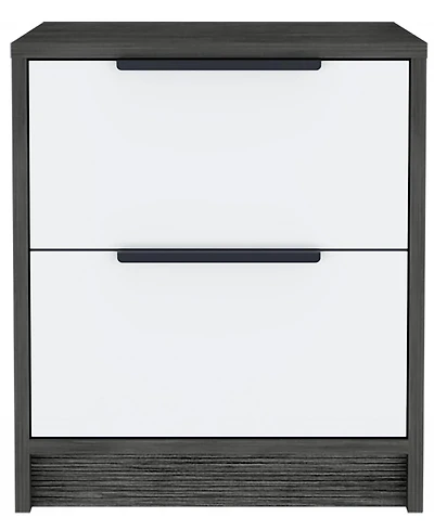 Stylish Smokey Two Drawer Nightstand for Bedroom or Living Room Storage