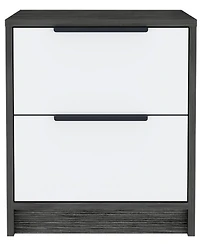 Stylish Smokey Two Drawer Nightstand for Bedroom or Living Room Storage