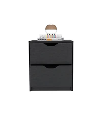 Two Drawer Faux Wood Nightstand for Bedroom Storage and Bedside Table