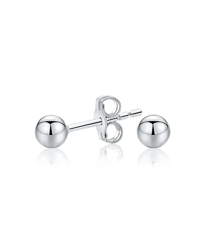 Bling Jewelry Minimalist Plain Simple Round Bead Ball Tragus Cartilage Stud Earrings Shiny Polish .925 Sterling Silver
