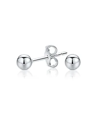 Bling Jewelry Minimalist Plain Simple Round Bead Ball Tragus Cartilage Stud Earrings Shiny Polish .925 Sterling Silver