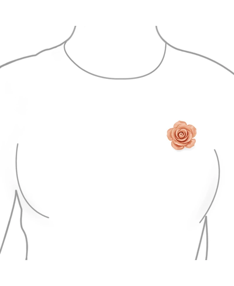 Bling Jewelry Set of Three Romantic Fashion Statement Floral Blooming 3D Carved Large Rose Flower Brooch Pin