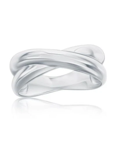 Sterling Silver Polished Puffed X Design Ring