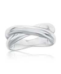 Sterling Silver Polished Puffed X Design Ring