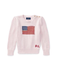 Polo Ralph Lauren Toddler and Little Girls Flag Crewneck Sweater