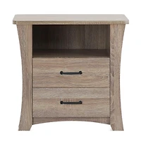 Two Drawer Nightstand for Bedroom Storage and Bedside Organization