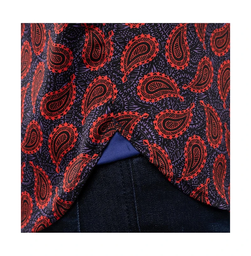 Luchiano Visconti Men's Black Purple Red Print shirt