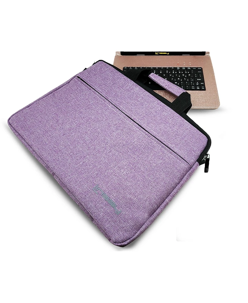 Linsay 10.1" Octa Core Tablet 128GB Android 15 Premium Business Bundle with Rose Deluxe Keyboard Case Briefcase and Pen stylus