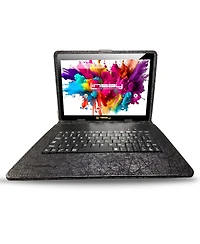 Linsay New 10.1" Tablet Octa Core 128GB Newest Android 14 Premium Bundle with Deluxe Black Leather Keyboard Case Briefcase and Pen Stylus