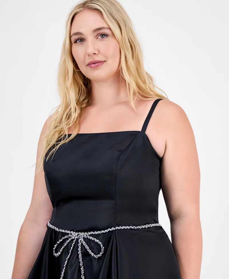 City Studios Trendy Plus Bow-Detail Mini Dress