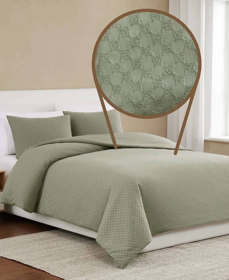 Brooklyn Loom Woven Texture 3-Pc. Duvet Cover Set, Full/Queen