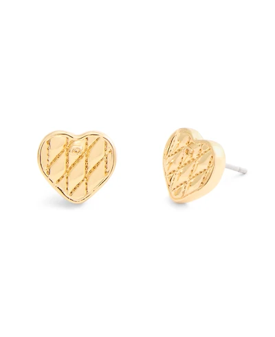 Coach Signature Quilted Heart Bag Stud Earrings