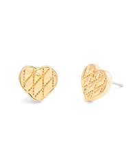 Coach Signature Quilted Heart Bag Stud Earrings