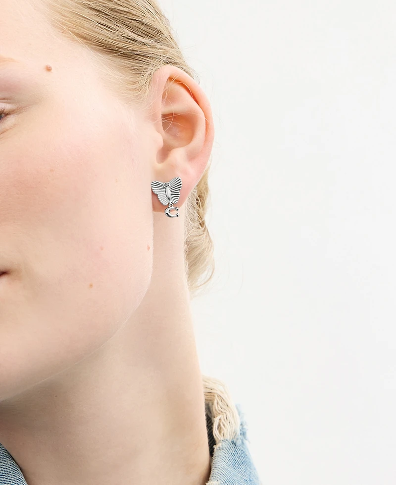 Coach Faux Stone Signature Heritage Butterfly Earrings