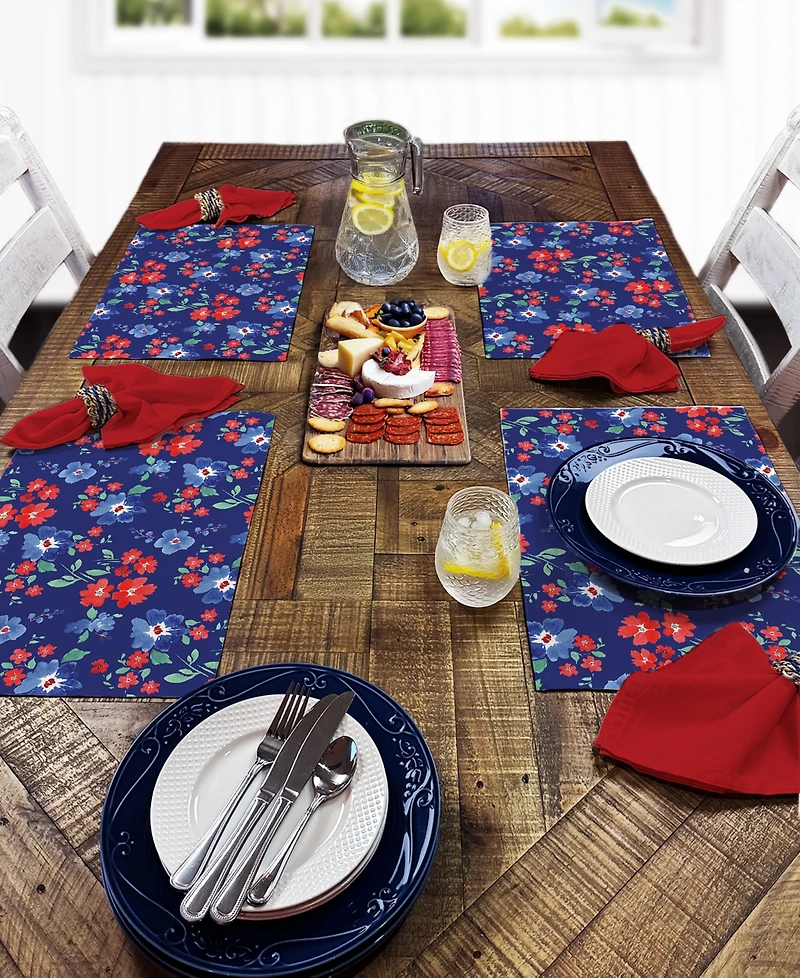 CounterArt Freedom Flowers Premier Fabric Placemats, Set of 4