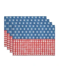 CounterArt Old Glory Gingham Premier Fabric Placemats, Set of 4