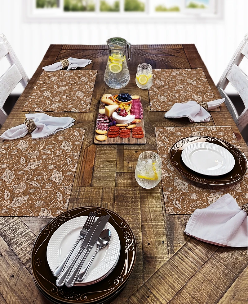 CounterArt Mocha Farida Premier Fabric Placemats, Set of 4