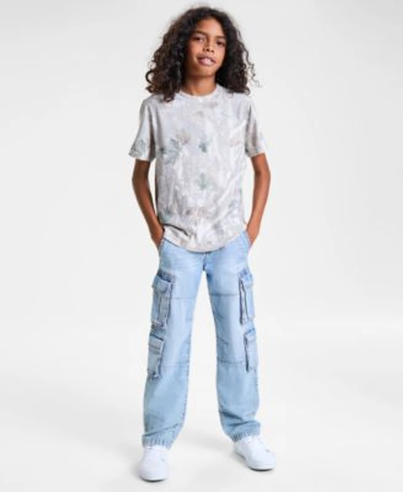 Abercrombie Kids Boys Essential T Shirt Baggy Cotton Denim Cargo Pants