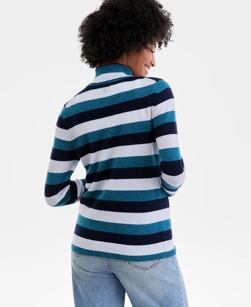 Charter Club Women's 100% Cashmere Multi-Stripe Turtleneck Sweater, Macy's Exclusive