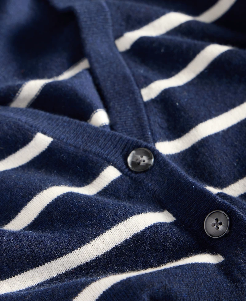 Charter Club Women's 100% Cashmere Striped V-Neck Cardigan, Macy's Exclusive