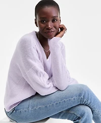 Charter Club Women's 100% Cashmere Placed Cable-Knit V-Neck Sweater, Macy's Exclusive