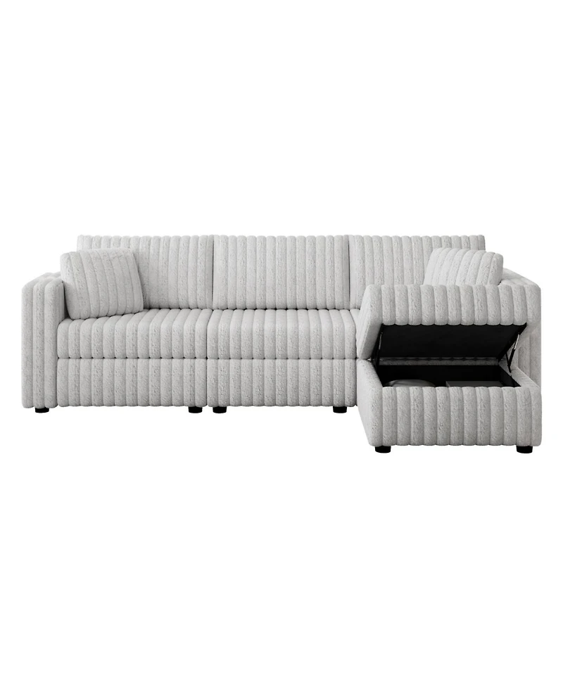 Streamdale 106" Light Gray Sofa with Ottoman Lift - Modern Modular Design