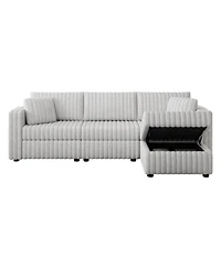 Streamdale 106" Light Gray Sofa with Ottoman Lift - Modern Modular Design