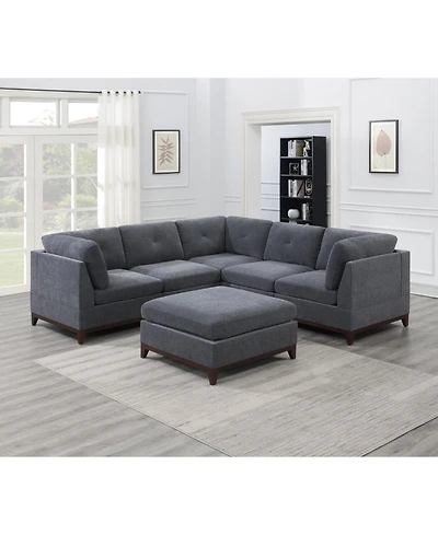Streamdale 6-piece Chenille Modular Sectional with Ottoman