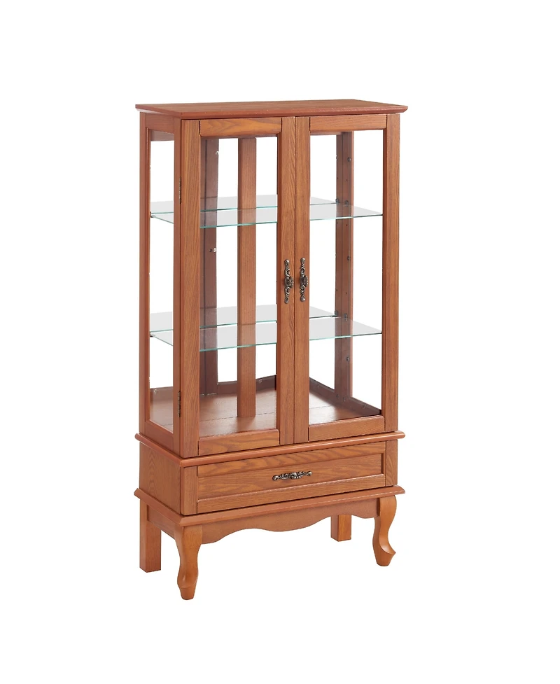 Streamdale Glass Lighted Curio Cabinet with Adjustable Shelves (Oak)
