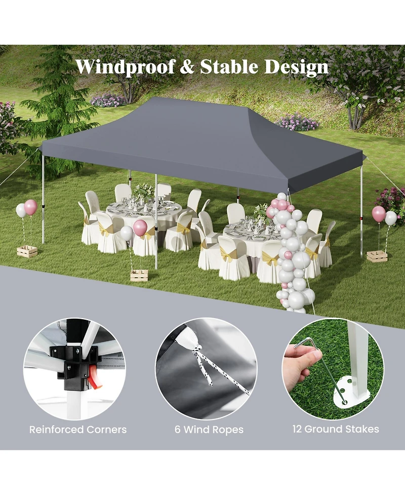 10 X 20 Ft Pop up Canopy Tent Foldable Portable Outdoor Gazebo with Carry Bag