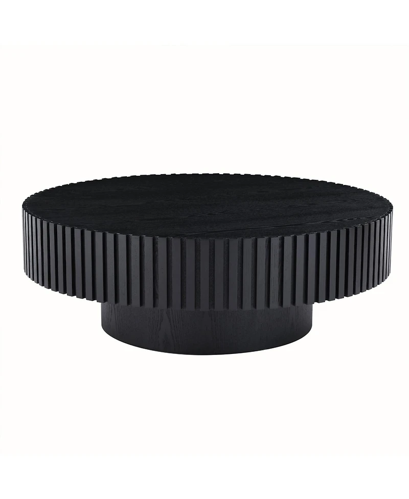 31.49" Nesting Round Wood Coffee table for Apartment, Modern Living Room Coffee Table with Sturdy Pedestal