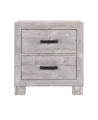 2-Drawer Distressed Nightstand – Rustic Bedside Table with Storage