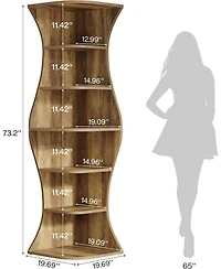 Tribesigns 73.2" Tall Corner Bookcase, Farmhouse 6-Tier Corner Shelf for Small Space, Freestanding Bookshelf Display Shelf Plant Stand