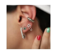 Spero London Emerald Color Eye Stud Earring Sterling Silver
