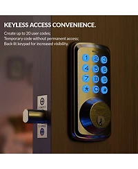 Zachvo Keyless Entry Deadbolt Lock, Electric Door Locks with Keypads and Emergency Charging Port, Satin Nickel