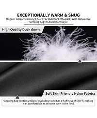 Naturehike Ultralight Down Sleeping Bag, 650FP, 3-4 Season, Adults, 32-42, Waterproof, Compact, Camping, Hiking